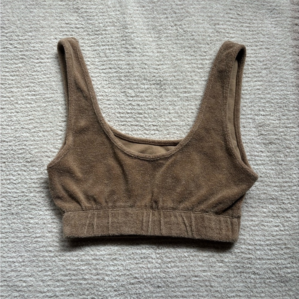 Zara brown terry cloth top